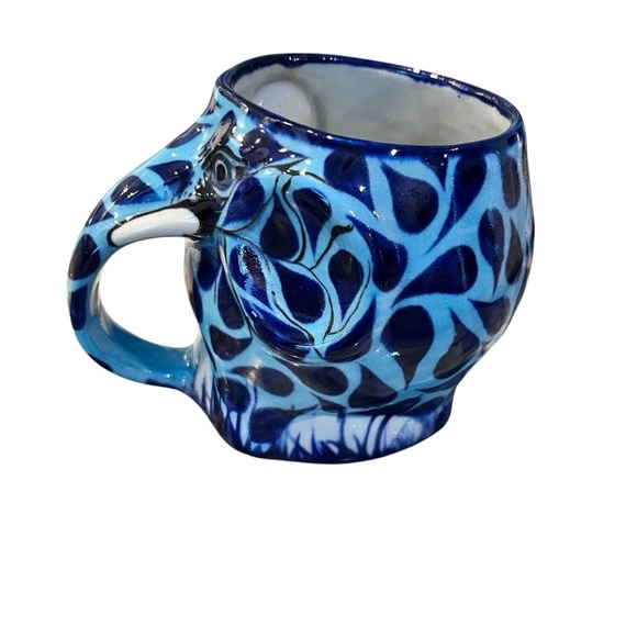 Signed Mexico Dimensional Blue Elephant Mug Signed Guate - Picture 3 of 13